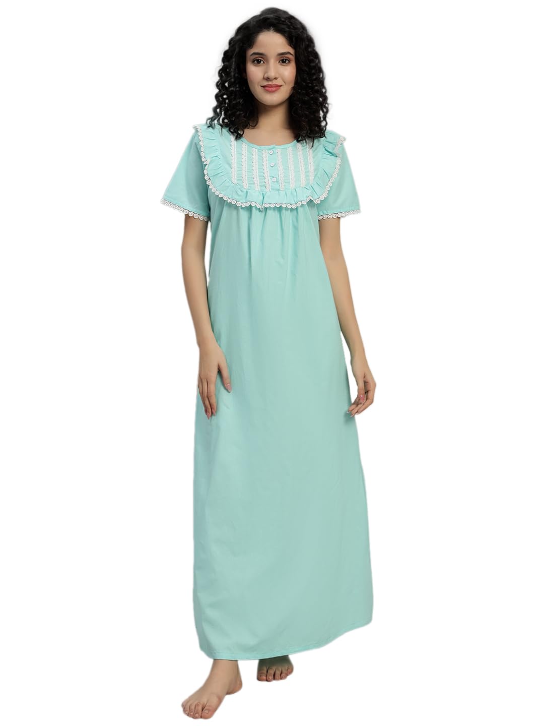 sephani Women's 100% Cotton Printed Maxi Nightgown Long Nighty Sleepwear for Ladies Super Soft Nightgown-picture-17