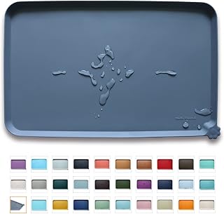 Hoki Found Waterproof Pet Feeding Mat with High Raised Lips - Non-Slip Silicone for Dogs Cats 19x12 Inch