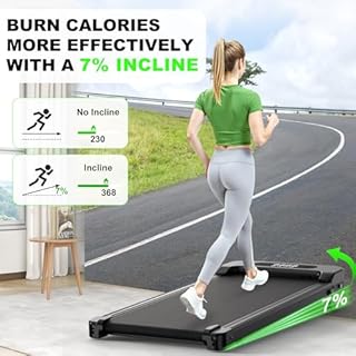 bigzzia Walking Pad with Incline, 3-IN-1 Under Desk Treadmills for Home Office, 1-8KM/H, Compact Mini for Small Spaces, 130KG Capacity, LCD Display & Remote Control, No Assembly (Black-Incline)