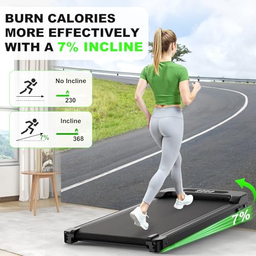 bigzzia Walking Pad with Incline, 3-in-1 Under Desk Treadmills Ultra Slim for Home Office, Compact Mini Walking Machine with Remote for Small Spaces, 130kg Capacity, No Assembly - Image 2