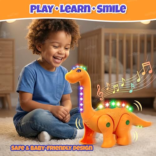Image of Zest 4 Toyz Musical Toys for Kids Walking Dinosaur Battery Operated Electronic Pet Dino with Real Voice and Colorful LED Lights & Sound Toy for Boys and Girls (Random Color) - Pack of 1