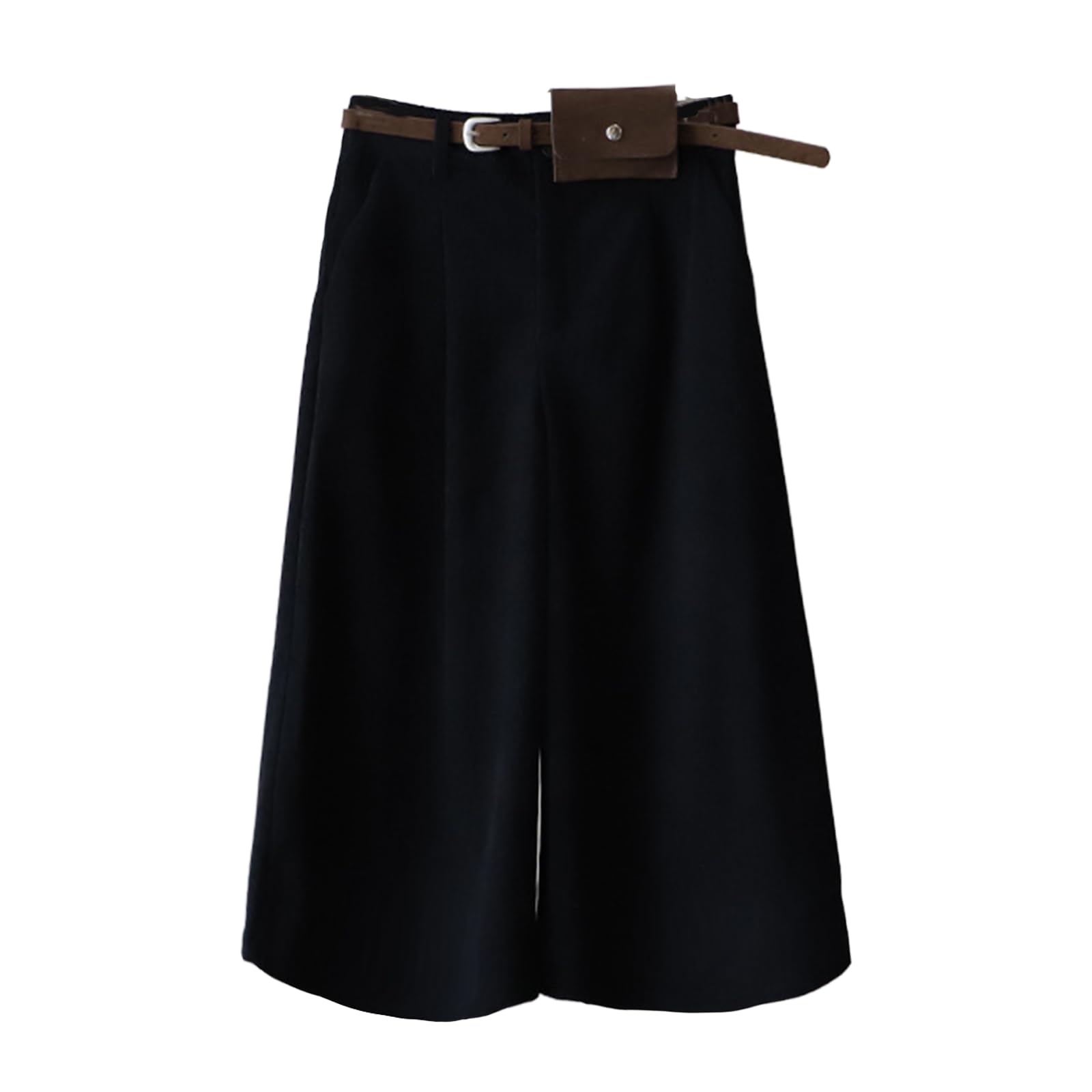 Gaucho Pants for Women Corduroy Cropped Pleated Wide Leg Palazzo Bottoms Dressy Elastic Waist Culottes Loose Fit with