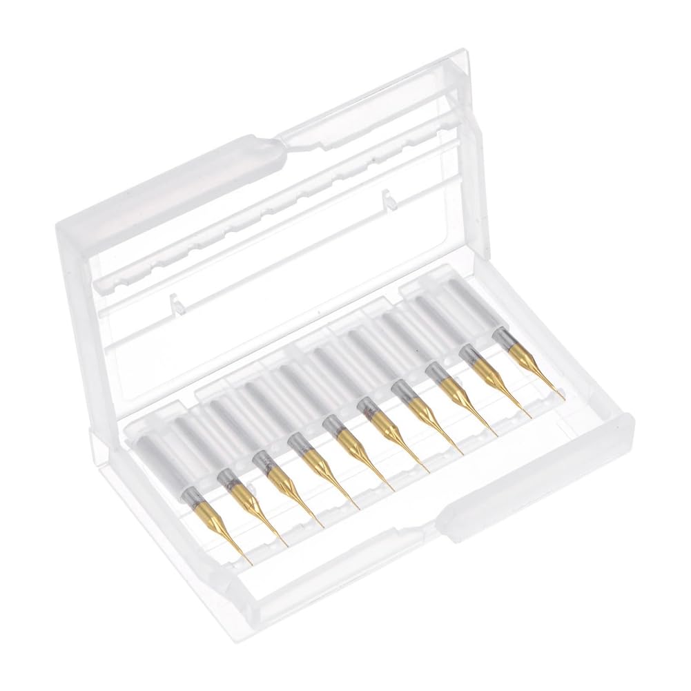 10 Stück Titanbeschichtete Hartmetall-Schaftfräser, Gravurfräser, CNC-Fräser für Leiterplattenmaschinen, 1/8 Schaft 0,3 mm