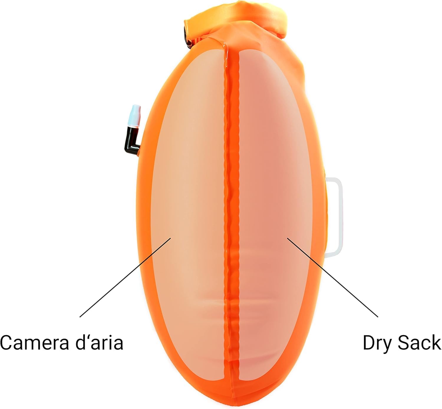 Boa gonfiabile per nuoto arancione & Sacca stagna – Sicurezza durante il nuoto, in acque libere e per il triathlon. Boa galleggiante, Swim Buoy Bubble