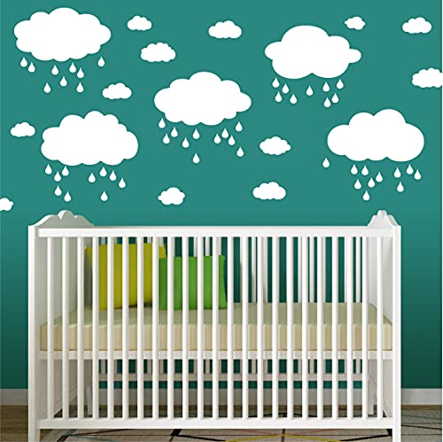Vinilos decorativos nubes y gotas blancas para pared miniatura 2
