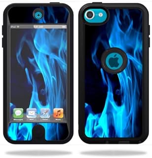 MightySkins Skin Compatible with OtterBox Defender Apple iPod Touch 5G 5th Generation Case Blue Flames