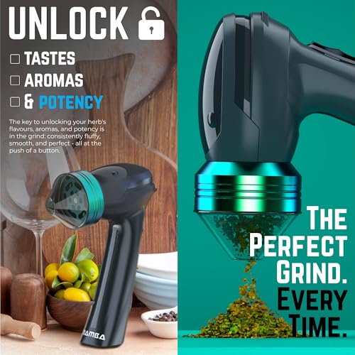 Image of Mamba Original USB Electric Herb Grinder with Color Box. Small Portable Metal Herbal Machine & Spice Mill for the Kitchen
