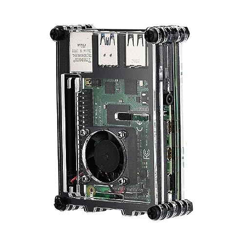 9-warstwowa akrylowa obudowa do Raspberry Pi 4B, przezroczysta obudowa z wentylatorem chłodzącym i radiatorem
