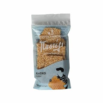 Biscotti Tsoungari Greek Sesame Honey Bar Pasteli with Honey, 100g 3.53 oz
