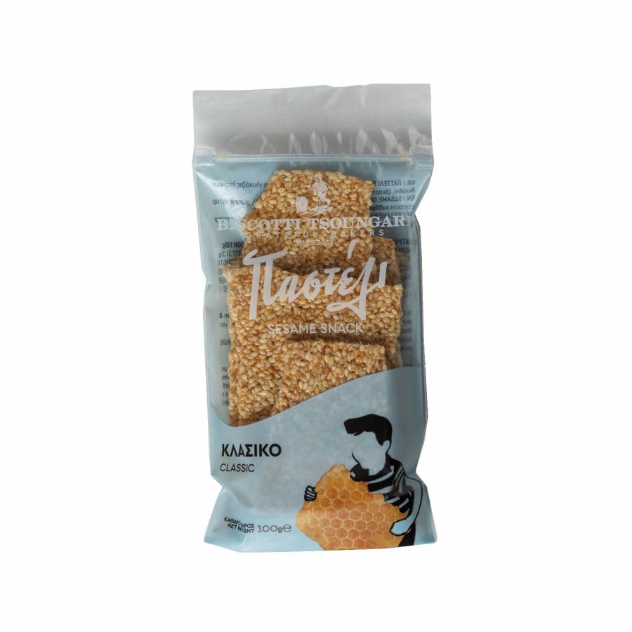 Biscotti Tsoungari –Greek Sesame Honey Bar – Pasteli with Honey, 100g (3.53 oz)