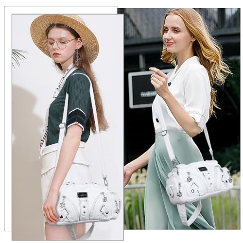 Image of Angel Kiss Purses for Women Small Hobo Shoulder Bags Vagen Leather Multi-Pocket Tote Bag with Zipper