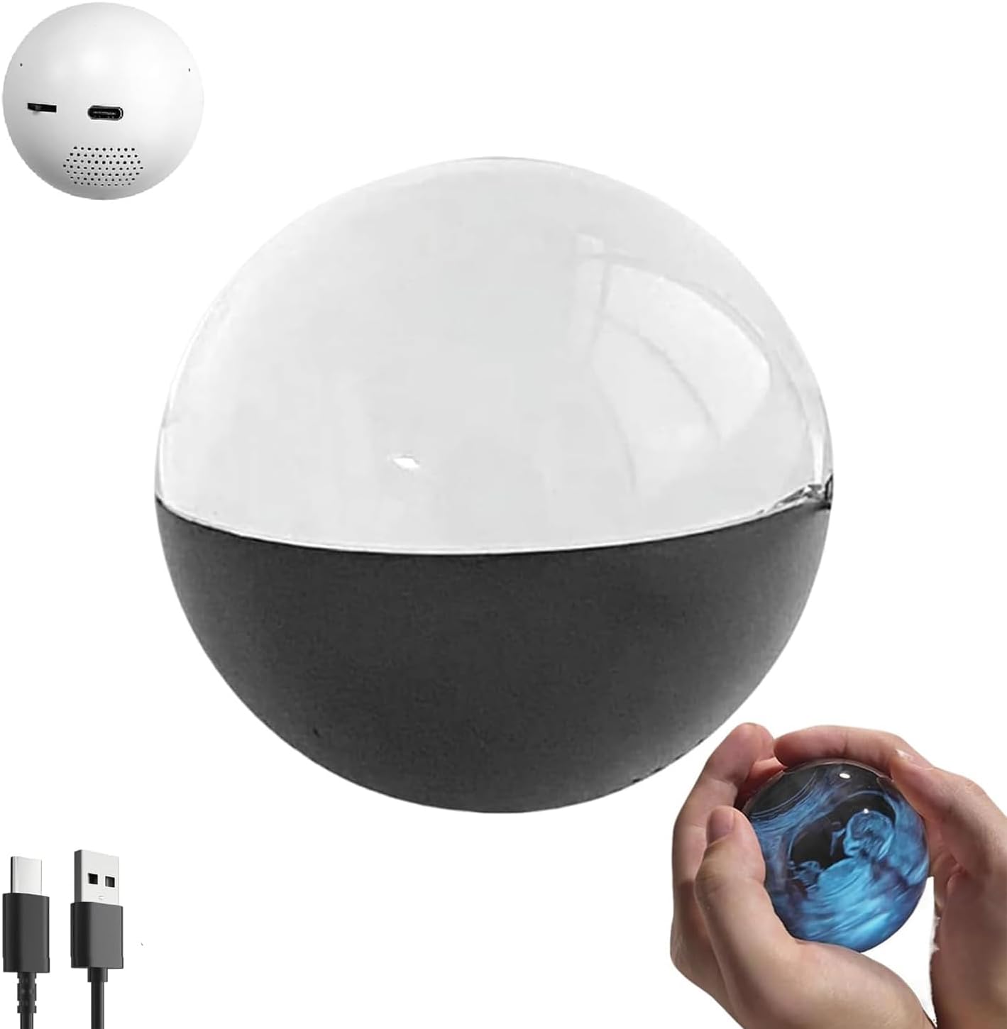 2.7" Crystal Ball Video Player,Personalized Digital Display Sphere with Custom Uploadable Videos & Photos,Customized Light-Up Sphere Gift for Anniversary, Birthday,Wedding
