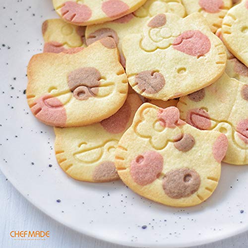 Chefmade Hello Kitty Cookie Cutter, 2-Inch 4Pcs Cute Cat-Shaped Plastic Biscuit Pastry Decorating Mold With Handle For Bakeware Tool (Pink) #TOP2