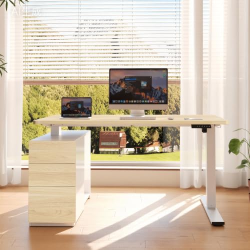 Image of FLEXISPOT EN2 55 inchx28 inch Standing Desk Bundle with Storage Cabinet