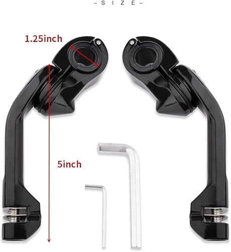 Miniatura 6 de Kit de montaje de clavija de carretera ajustable en ángulo largo compatible con Harley Davidson se adapta a protectores de motor de 1.25 pulgadas,