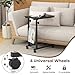 Tangkula Rolling Height Adjustable C Table, Mobile End Table with Detachable Wheels, Side Basket and Bottom Mesh Storage, Space-Saving Slide Under Sofa Table for Living Room Bedroom