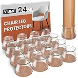 VIUME 24 Pcs Chair Leg Floor Protectors for Hardwood Floors Silicone Covers to Protect Wood Tile Floors Felt Pads Furniture Leg Caps Anti-Scratch Reduce Noise (Fit:1.3"-2")