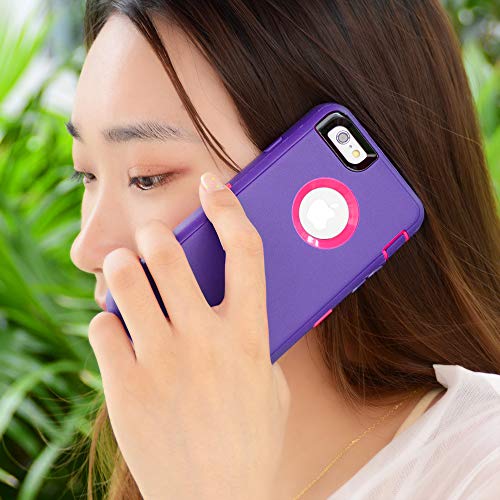 Maxcury Iphone 6 Plus/6S Plus Case, Heavy Duty Shockproof Series Case For Iphone 6 Plus/6S Plus (5.5") With Built-In Screen Protector Compatible With All Us Carriers (Purple/Peach) #TOP6