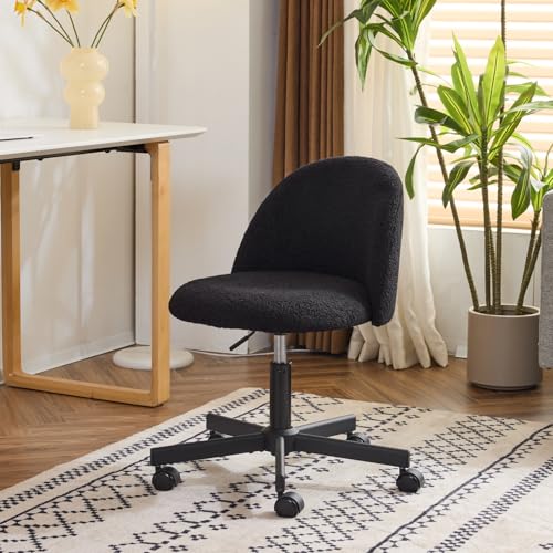 Bonnlo Chaise de Bureau Mignonne sans Accoudoirs, Petite Chaise Confortable, Chaise de Coiffeuse avec Support Lombaire, Chaise Pivotante Réglable pour Bureau,...