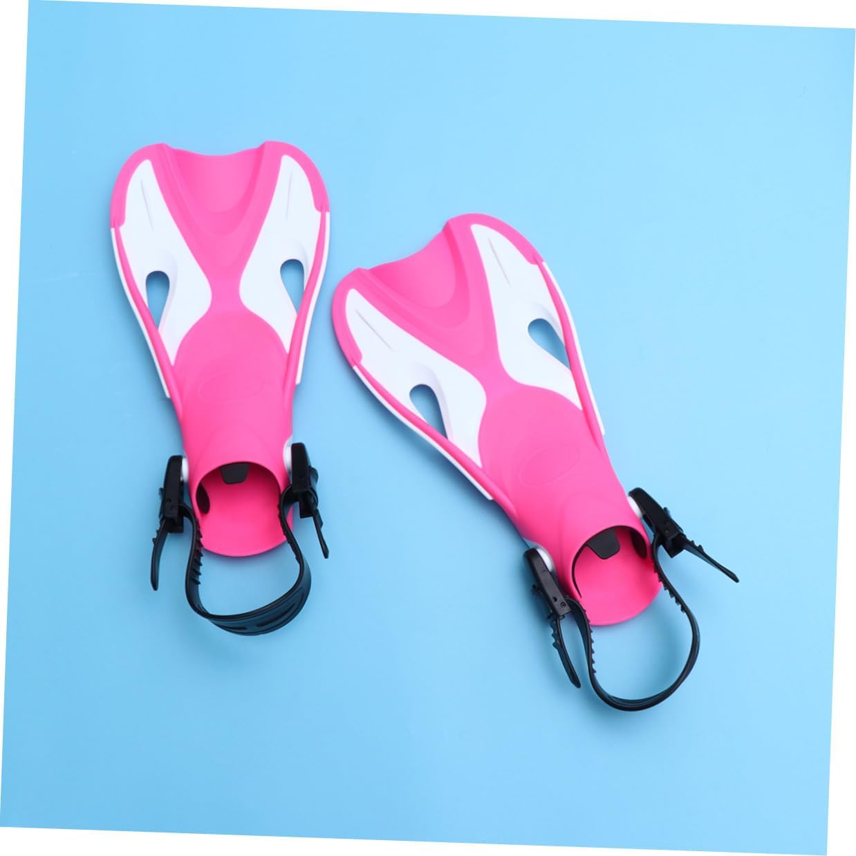 Adjustable Snorkeling Fins for Adults, Pink White Heel Diving Flippers, Lightweight Swimming Flippers for Outdoor Snorkeling and Dive Training, Size Euro 37-41