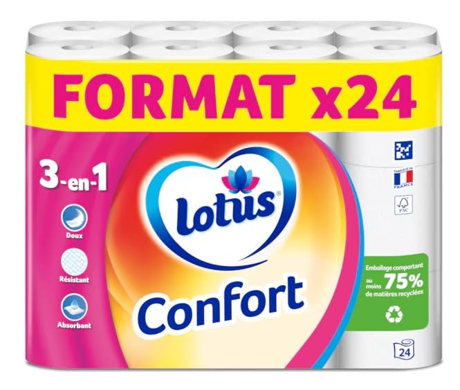 Papier toilette Lotus Confort blanc 24 rouleaux