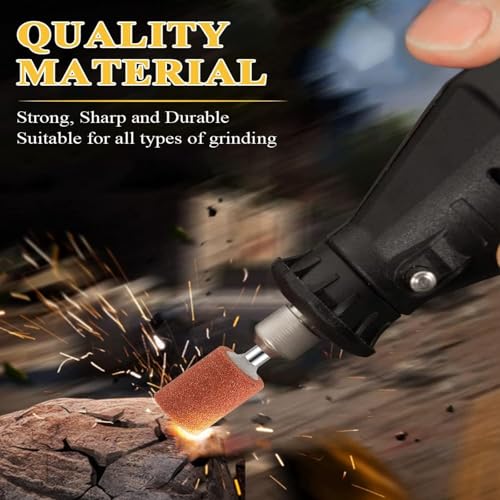 18 Pcs Korund Schleifspitze Set, Stein Schleifen Polierkopf, Schleifaufsätze für Dremel Rotationswerkzeug Drehwerkzeug Zubehör 1/8 Schaft für Verwendung Auf Edelsteinen, Glas, Metall Und Holz