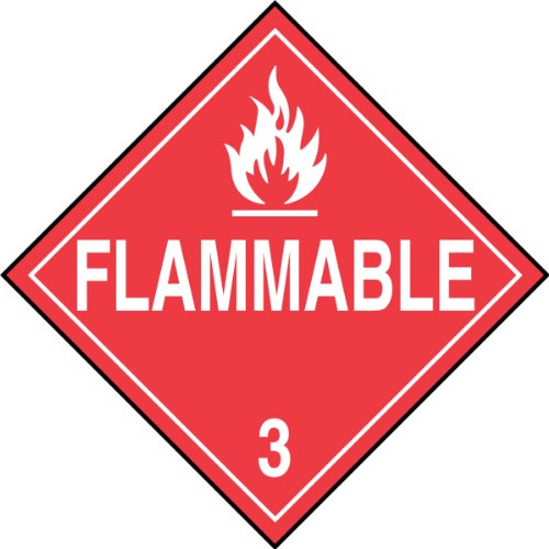Image of Accuform MPL301CT100 PF-Cardstock Hazard Class 3 DOT Placard, Legend inchFlammable 3 inch with Graphic, 10-3 /4 inch Width x 10-3 /4 inch Length, White on Red (Pack of 100)