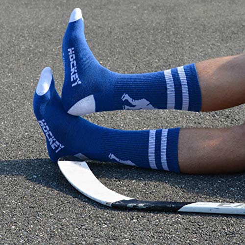 Chalktalksports Hockey Adult Woven Mid-Calf Socks | Hockey Player | Royal/White #TOP5