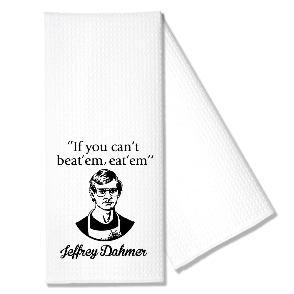 Hafhue If You Can't Beat' em Eat' em Kitchen Towel, Funny Housewarming New Home Gifts for Women Sister Friend Aunt Mom, Halloween Christmas Thanksgiving Gifts for Dad Grandpa Uncle Brother Coworker