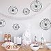Hanging Paper Fans Party Set, Silver Round Pattern Paper Garlands Decoration for Birthday Baby Shower Graduation Retirement, Set of 6