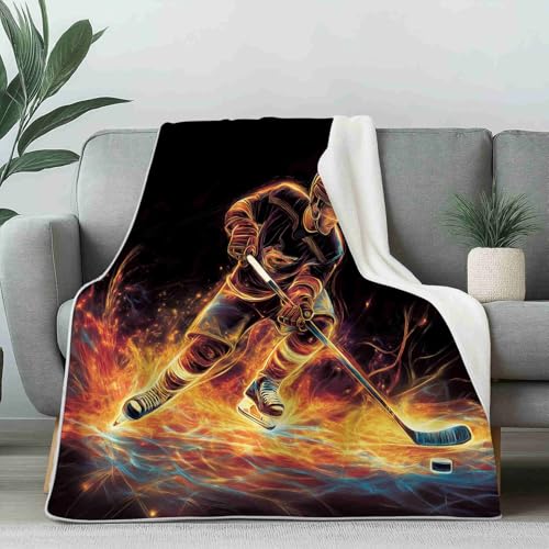 Kuscheldecke Flauschig Sport Eishockey Wohndecke für Sofa & Bett Action Flamme Weiche Warme Decke Athlet Spieler Fleecedecke für Kinder & Erwachsene, 70x100 cm Kuscheldecke Flauschig Sport Eishockey Wohndecke für Sofa & Bett Action Flamme Weiche Warme Decke Athlet Spieler Fleecedecke für Kinder & Erwachsene, 70x100 cm