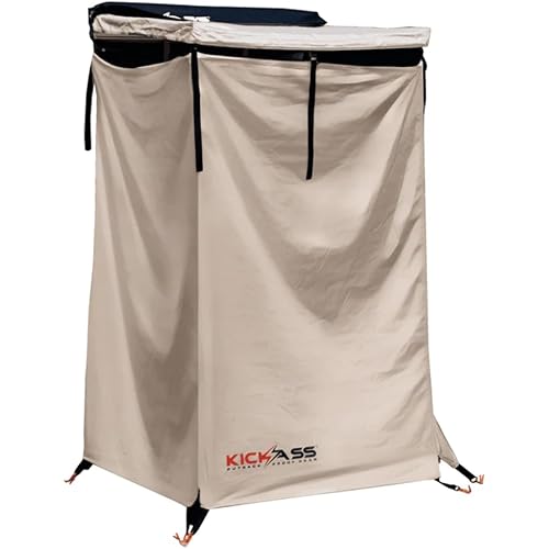 KickAss Premium Shower Tent Awning with Roll Out Roof - Quality Durable Car Awning | Shower Room | Privacy Shelter Bathroom Outdoor Changing Room Patio | Tall | Portable | Waterproof | Off Grid | 4x4
