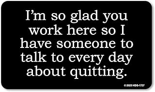 Honey Dew Gifts, Glad You Work Here I Have Someone to Talk, Funny Fridge Magnet, Aluminum Refrigerator Magnets, Locker Decorations, 2.15 inch by 3.65 inch, HDG-1737