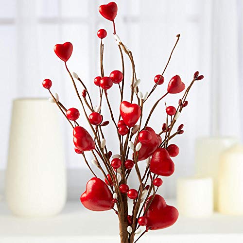 Set of 3 Heart and Berry Valentine's Day Picks for Flower Arrangements, Wreaths and Decorations