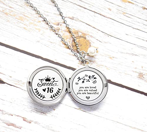 Sweet 16 Birthday Hidden Message Locket Necklace Encouragement 16 Year Old Birthday Gifts for Daughter Grandgaughter Niece2