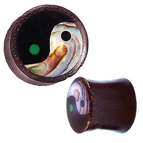 Chic-Net Sonoholz Plug Yin Yang Inlay Paua Abalone Resin schwarz Tunnel Tribal Expander 08 mm Cover