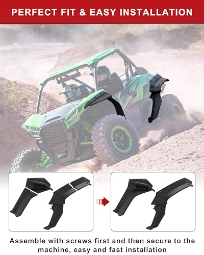Image of XXL Fender Flares for Kawasaki Teryx KRX 1000 2020-2025 Accessories, Front Rear Heavy-Duty Combined Extended Mud Flaps Extension Mud Guards for Kawasaki Teryx KRX 1000, Replace #99994-1324