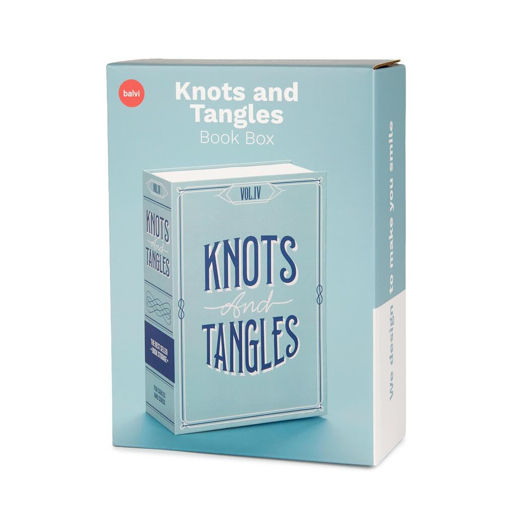 Balvi Scatola libro Knots and Tangles Colore blu Spazio discreto per riporre piccoli oggetti Cartone