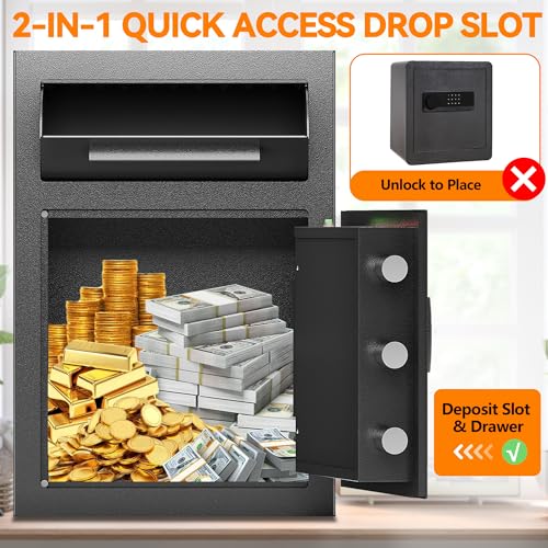 Caja fuerte con ranura de 2.6 pies cúbicos y cerradura electrónica de código 7
