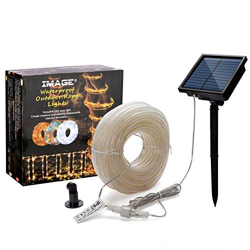IMAGE 8 Modes Solar Rope Lights Outdoor String Lights 78.7Foot 20M Waterproof 200LED for Indoor Outdoor Garden Party Patio Lawn Decor White Color