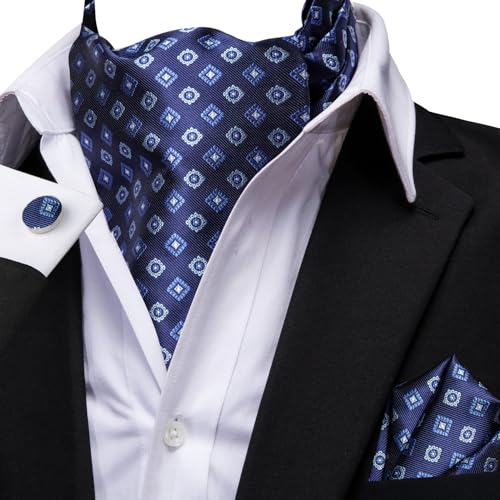 Image of Dubulle Paisley Floral Ascot for Men Self Tie Mens Cravat and Pocket Square Cufflinks Wedding
