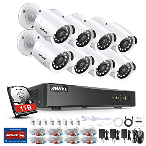 8CH 1080P Überwachungssystem H.265+ 5MP Lite DVR Recorder mit 8 x Outdoor 1080P Überwachungskamera Set 1TB Festplatte, 30M IR Nachtsicht,