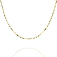 PAVOI 22K Gold Plated 925 Sterling Silver Box Chain Necklace - 18" Unisex Italian Crafted Chains for Women & Men