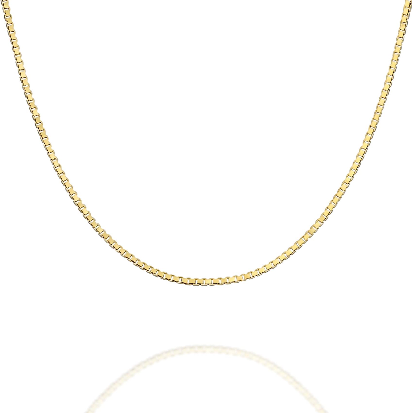 Solid 925 Sterling Silver, 22K Gold Plated, Italian 1.0mm Diamond-Cut Square Box Chain Necklace for Men and Women, Made in Italy