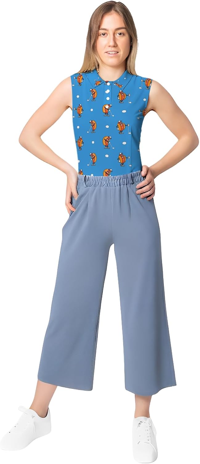 Golf Shirt Womens Sleeveless Moisture Wicking Athletic Printed Polo Golf Tank Top Women (XS-4XL) - Image 7