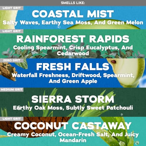 Image of Dr. Squatch Natural Men's Bar Soap - Cold Process Body Soap Bar with Natural Oils - Gifts for Men - Coastal Mist, Fresh Falls, Sierra Storm, Rainforest Rapids, Coconut Castaway (5 Pack)