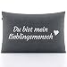 Lieblingsmensch Kuschelkissen 30x50cm Mama, Papa, Oma, Opa - Lieblingsmensch Geschenk Dekokissen mit weichem Oeko-TEX-Baumwoll-Bezug Anthrazit, mittelharte Füllung - DYNMC YOU