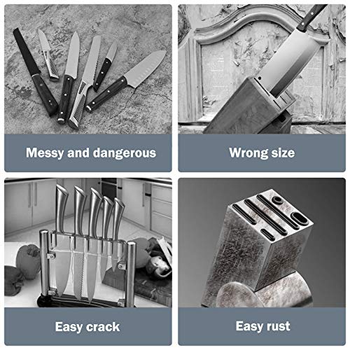 Knife Block, Cookit Kitchen Universal Knife Holder Without Knives, Detachable Knife Storage With Scissors Slot, Space Saver Multi-Function Knife Utensil Organizer #TOP4