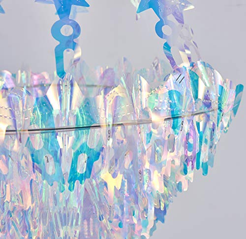 Image of Hanging Decorations Iridescent Chandelier Shaped Foil Ceiling Hanging Ornament for Bridal Shower Wedding Birthday Frozen Theme Party Fairy Princess Rainbow Show Decoration