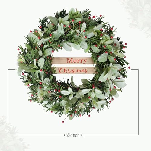 Bibelot Guirlandas artificiais de Natal de 61 cm para porta da frente, guirlanda de decoração de pri